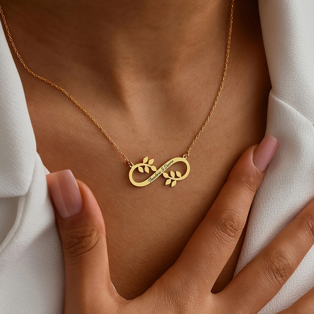 Customized Infinity Symbol Pendant Necklace, Engraved Gift
